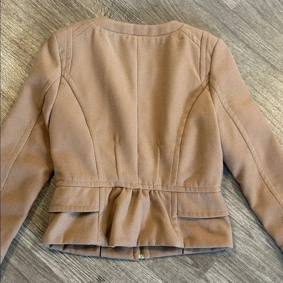 Express Camel Peplum Zip Front Jacket Blazer Women’s Small Tan Tailored - Picture 7 of 10